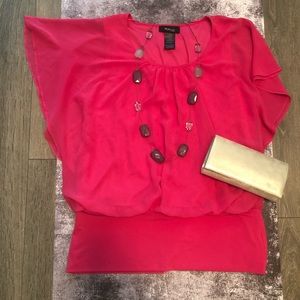 Bright Pink Layered Blouse / Top US 1X